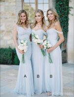 Mismatched Blue Chiffon Floor Length Cheap Long Bridesmaid Dresses, WG565 - Image 2