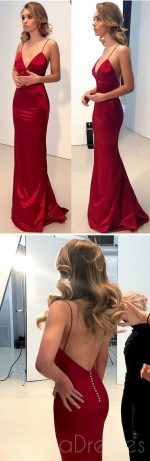 Cheap Simple Backless Dark Red Mermaid Long Evening Party Prom Dresses, 175200 - Image 6