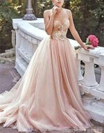 Gold Sequin A line Evening Prom Dresses, Long Tulle Party Prom Dresses, 17051 - Image 4