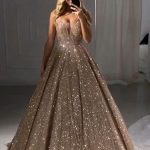 V Neck Sparkly Sequin A-line Long Evening Prom Dresses With Pockets, Cheap Custom Party Prom Dresses, 18606