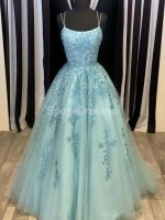 Cheap A-line Lace Beaded Spagheitt Straps Evening Prom Dresses, Evening Party Prom Dresses, 12188 - Image 6