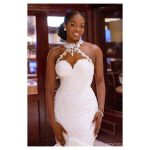 Halter Sexy See Through Lace Mermaid Wedding Dresses, Mermaid Wedding Gown, WD697 - Image 5