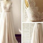 Lace Backless Beach Wedding Dresses, Chiffon Long Custom Wedding Gowns, 17097