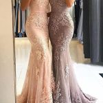 Sweetheart Spaghetti Straps Lace Mermaid Floor Long Custom Evening Prom Dresses, 17424