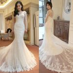 Affordable Custom Made Mermaid Long Sleeve Lace Wedding Dresses, WD0092 - Image 2