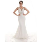 Spaghetti Straps See Through Lace Mermaid Wedding Dresses, Lace Wedding Gown, WD698 - Image 3