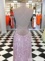 Sexy Backless Blue Lace Mermaid Scoop Long Evening Prom Dresses, Cheap Sweet 16 Dresses, 18380 - Image 4