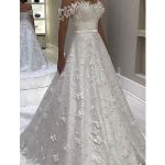 Off Shoulder A-line Lace Long Wedding Dresses Online, Cheap Bridal Dresses, WD531