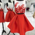 Sexy Two Pieces Unique Red Homecoming Dresses 2018, CM459