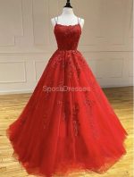 Cheap A-line Lace Beaded Spagheitt Straps Evening Prom Dresses, Evening Party Prom Dresses, 12188 - Image 5