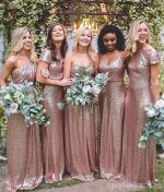 Sparkly Mismatched Sequin Long Bridesmaid Dresses, Bridesmaid Dresses BD102 - Image 2