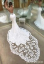 Spaghetti Straps See Through Lace Mermaid Wedding Dresses, Lace Wedding Gown, WD698 - Image 2