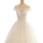 Cap Sleeve Scoop A-line Long Custom Cheap Wedding Bridal Dresses, WD297 - Image 2