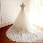 Cap Sleeve Scoop A-line Long Custom Cheap Wedding Bridal Dresses, WD297 - Image 3