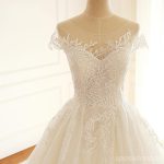 Cap Sleeve Scoop A-line Long Custom Cheap Wedding Bridal Dresses, WD297 - Image 4