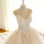 Cap Sleeve Lace Long Custom Cheap Custom Wedding Dresses, WD307 - Image 4