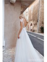 Cap Sleeves See Through Cheap Wedding Dresses, Sexy A-line Bridal Dresses, WD435 - Image 2